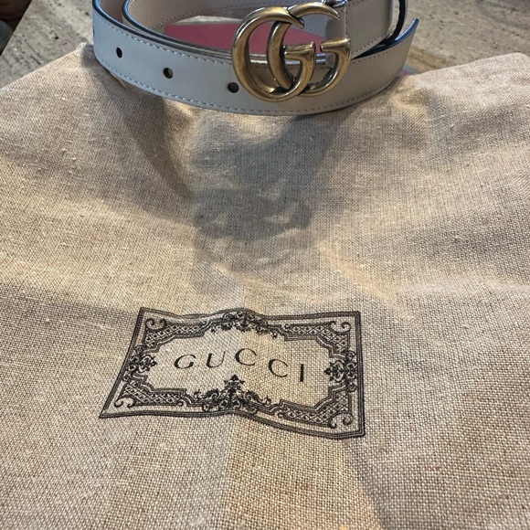 GG MARMONT WHITE GUCCI BELT - Picture 2 of 4